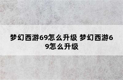 梦幻西游69怎么升级 梦幻西游69怎么升级